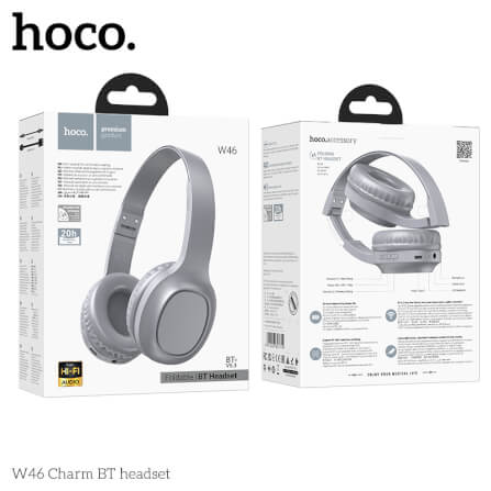 HOCO W46 Charm Bluetooth Headset, Light Blue Gray