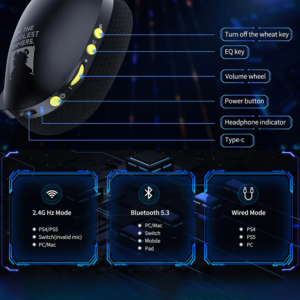 ONIKUMA KUMA THREE MODE E-SPORTS GAMING HEADSET - BLACK