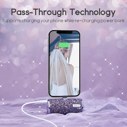 POWERBANK IWALK SECRET MAH LIGHTNING CHARGER PURPLE DIAMOND COLOR
