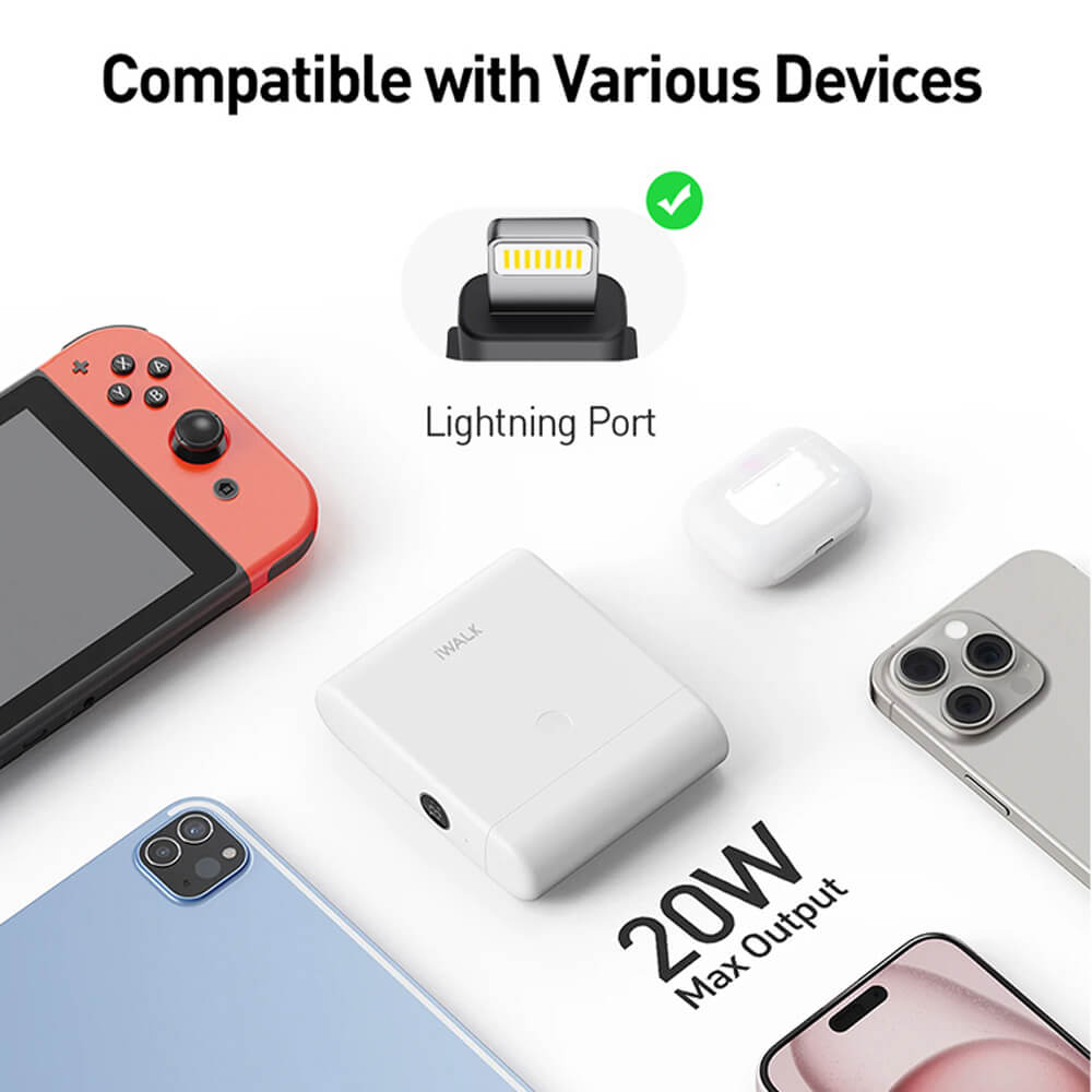 POWERBANK IWALK LINKPOD PLUS 13500MAH 20W FASTCHARGE : WHITE : LIGHTNING