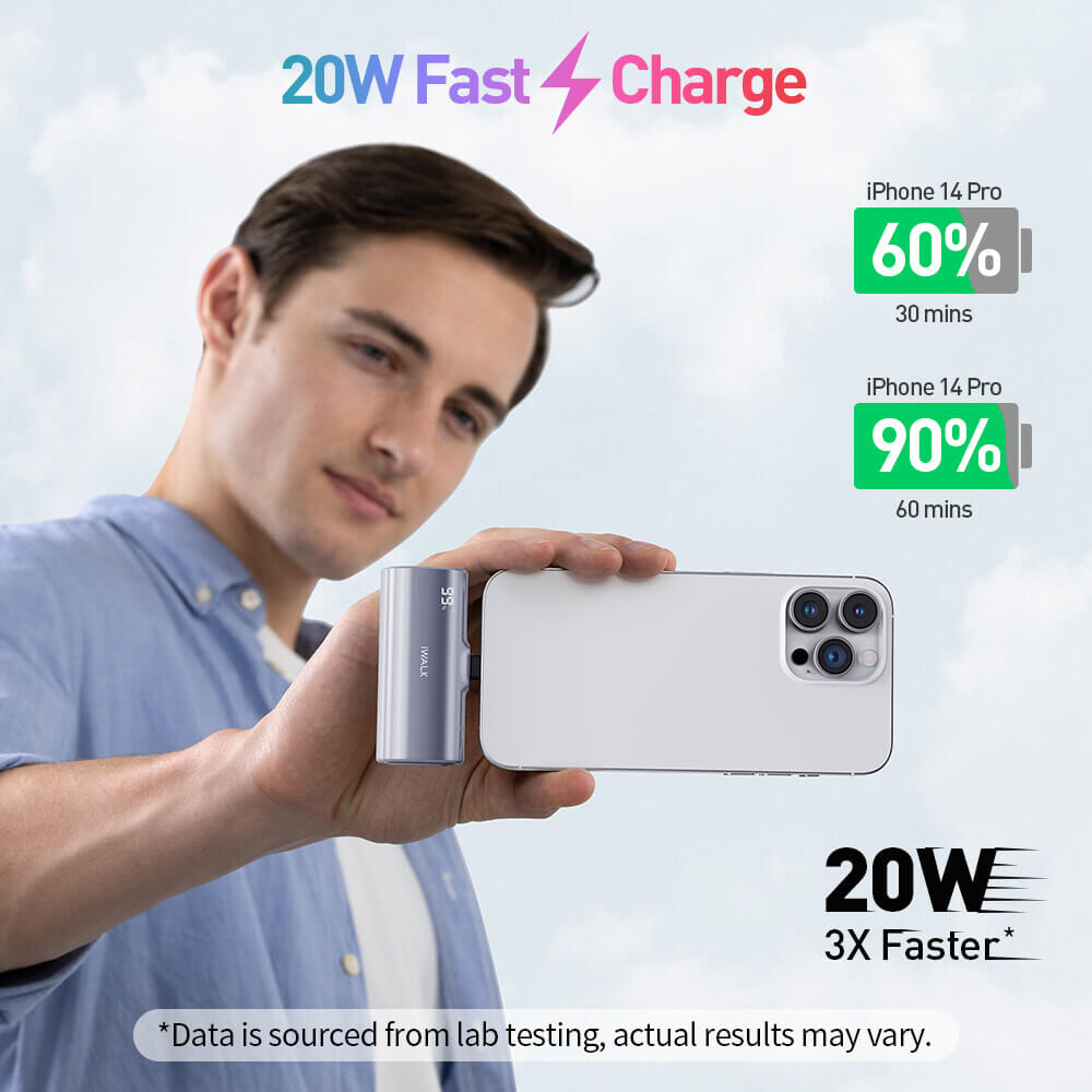 POWERBANK IWALK LINKPODX 5000 MAH SILVER COLOR SWICHABLE TO LIGHTNING OR TYPEC CONECTOR