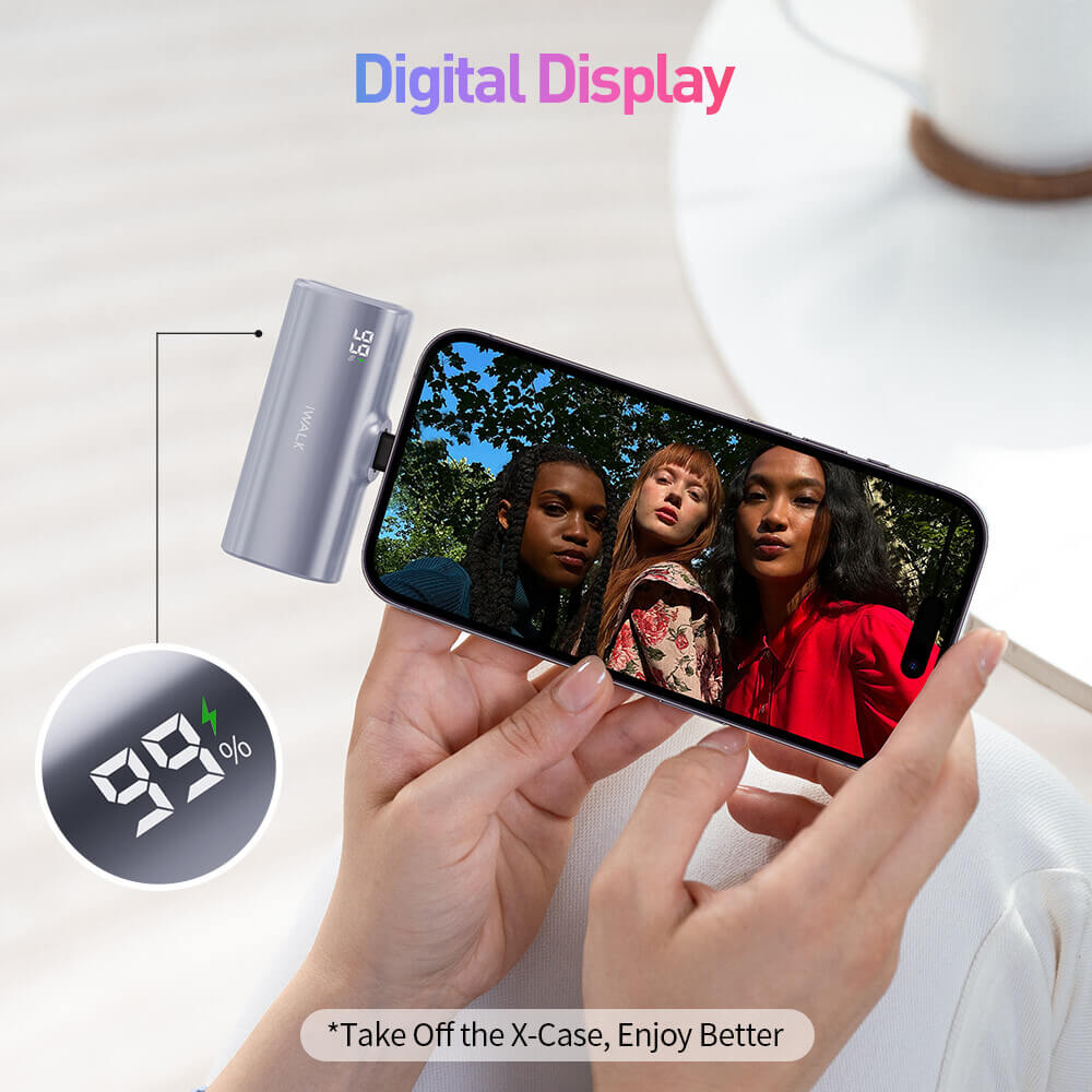 POWERBANK IWALK LINKPODX 5000 MAH SILVER COLOR SWICHABLE TO LIGHTNING OR TYPEC CONECTOR