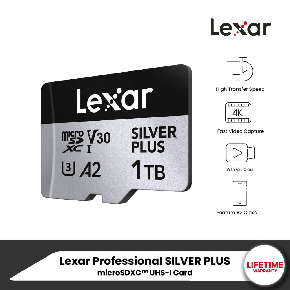 MEMORY CARD LEXAR PROFESSIONAL SILVER PLUS MICROSD CARD 1TB READ 205MB/S WRITE150MB/S (LMSSIPL001T-BNANG)