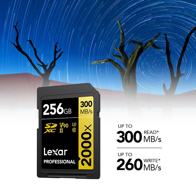 MEMORY CARD LEXAR SD2000X 256GB UHS-II U3 V90 SD CARD (เอสดีการ์ด) FULL-HD 3D 4K 8K RW300/260MB/S (LSD2000256G)