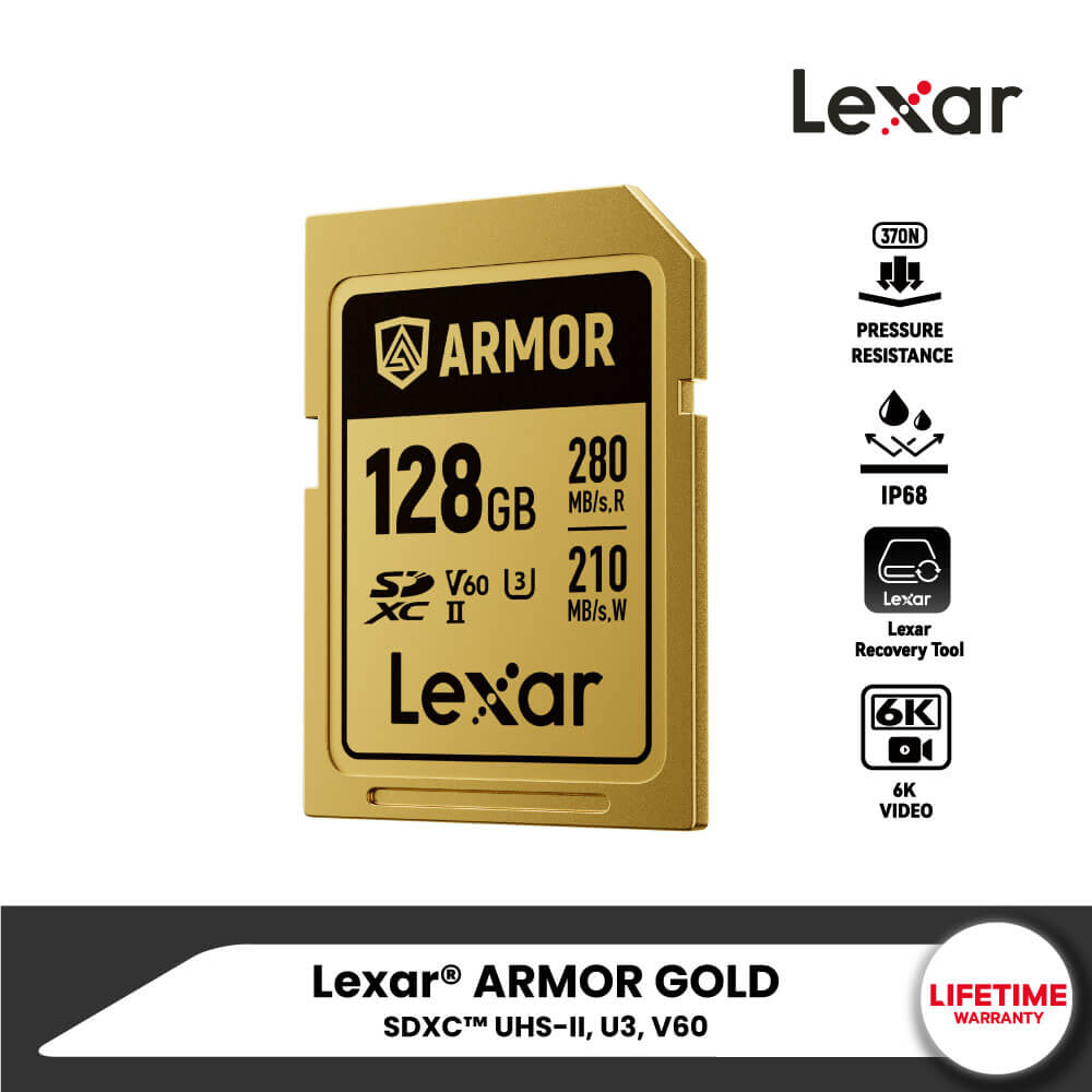 MEMORY CARD LEXAR ARMOR GOLD 128GB SD CARD FULL-HD 6K RW280/205MB/S (LSDAMGL128G-RNNNG)