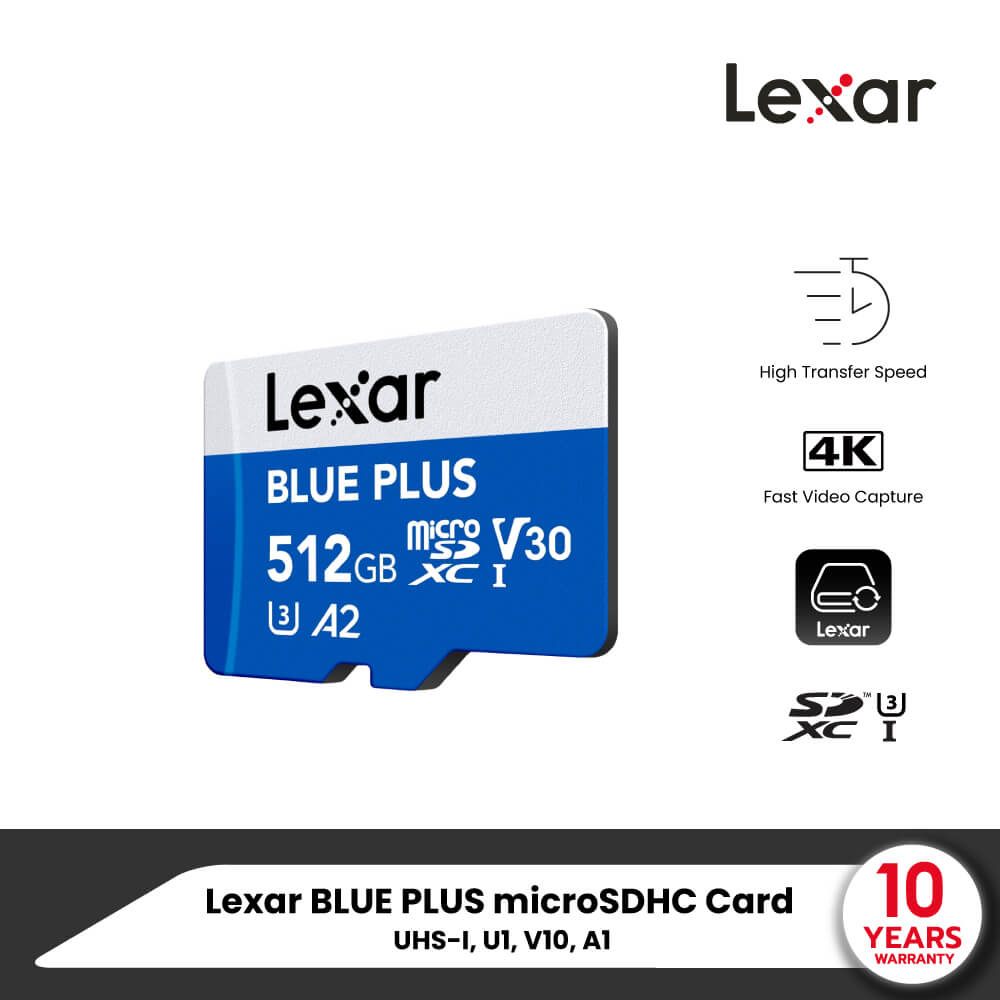 MEMORY CARD LEXAR MICROSD CARD BLUE PLUS 512GB R170MB/S1 (LMSBLPL512G-BNANG) FOR SMARTPHONES TABLETS ACTION CAMERA