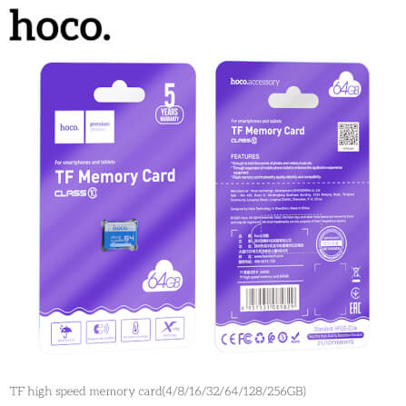 64GB HIGH-SPEED MICRO SD CARD CLASS 10 (TF CARD) HOCO MEMORY CARD