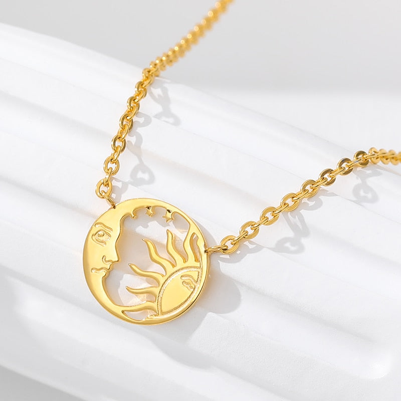 Sunflower Pendant Necklace Stainless Steel